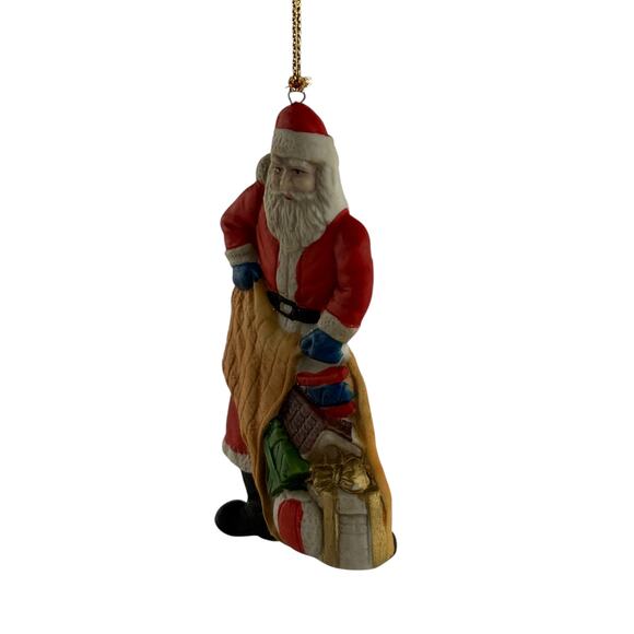 Vintage Ceramic Santa with Toy Sack Christmas Ornament 4.25” - Picture 7 of 12